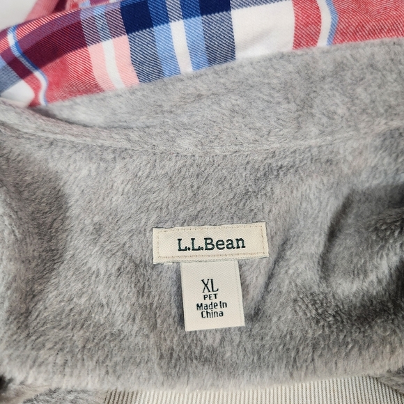 LL Bean Red Plaid Fleece Lined Flannel Size XL Petite - Picture 6 of 7